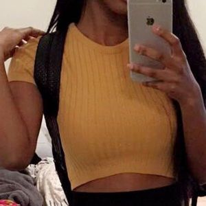 Mustard crop top shirt !SOLD!